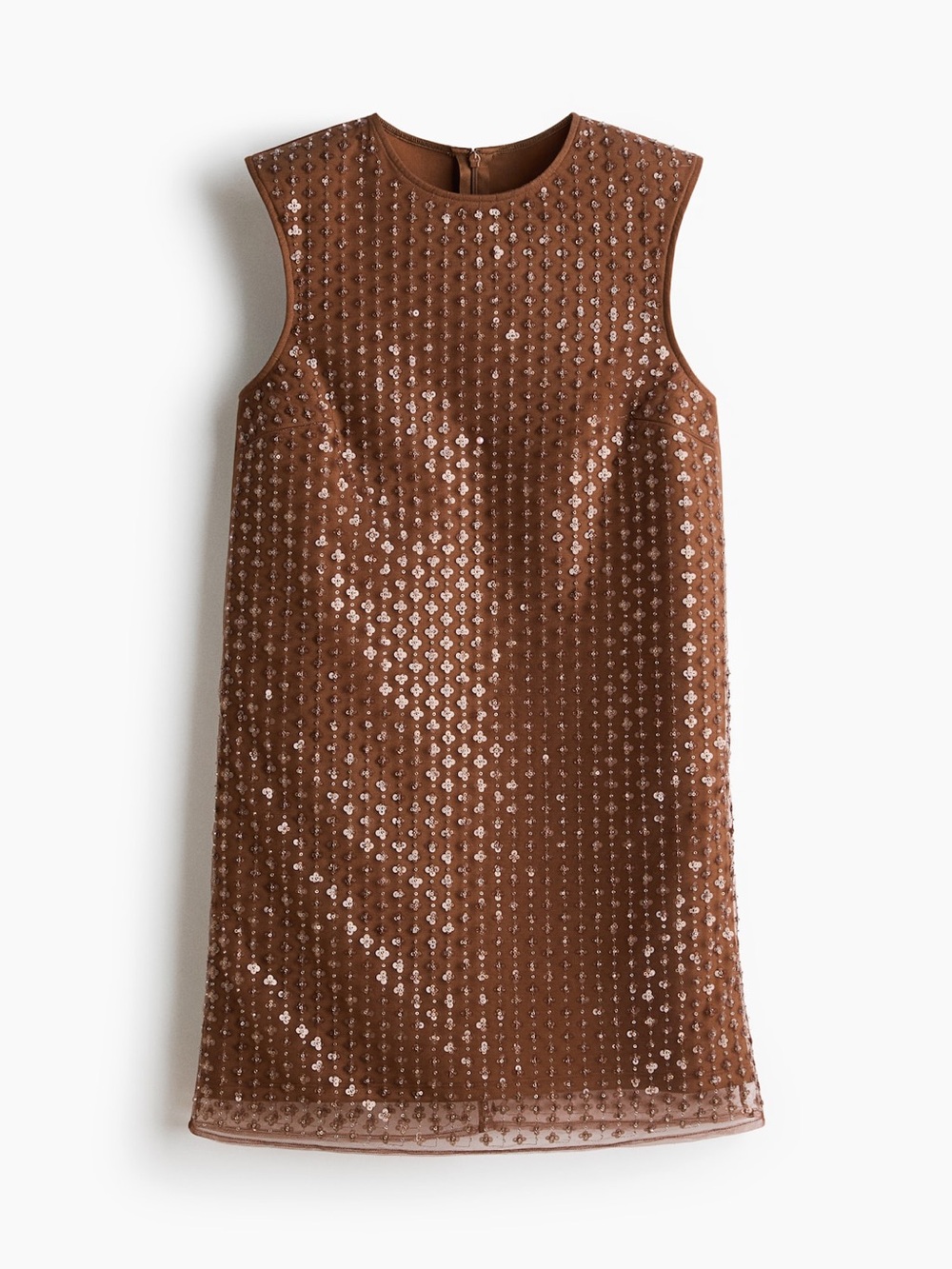H&M BROWN SEQUIN MESH DRESS